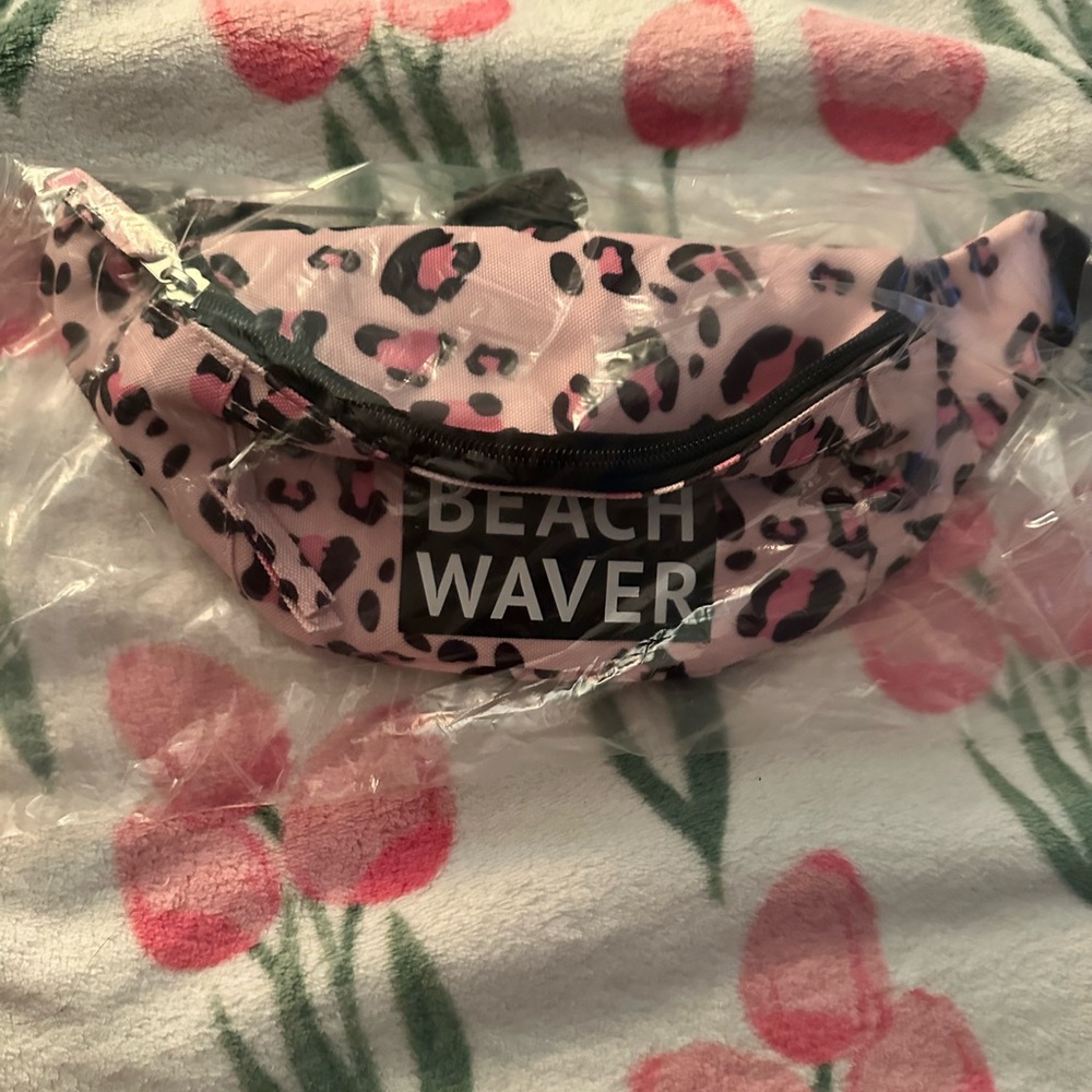 The Beachwaver Co. Pink Leopard Print Bag
